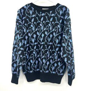 Vintage D.D.Sloane Black Irridescent Floral Shimmer Sweater Women's Medium